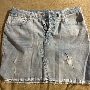 Denim Button-Front Skirt